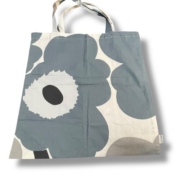 Marimekko Pieni Unikko Tote Bag Floral Poppy Canvas Shop Holiday Vacation Gray - Picture 7 of 15